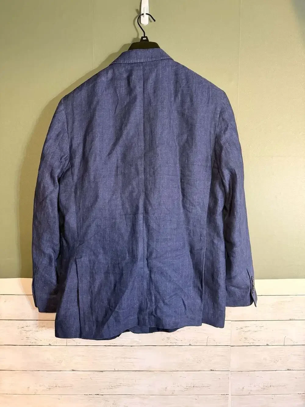 Brooks Brothers Regent Fit Solbiati Italian Linen Blazer Blue Herringbone 46L